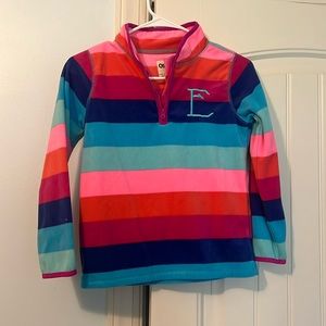 Multicolor fleece pullover with monogram “E”